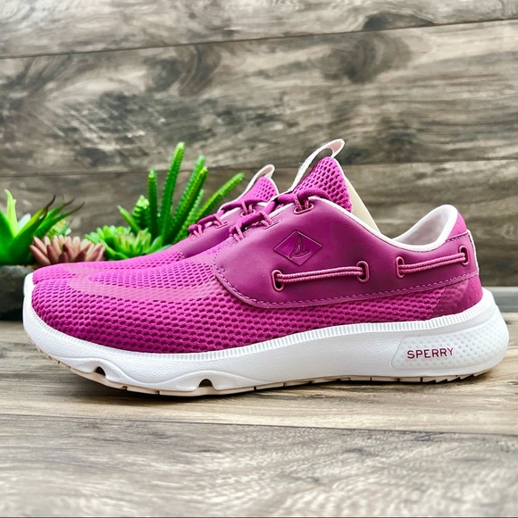 NIB Sperry 7 Sea 3-Eye Hydrophobic Sneaker Magenta Water Friendly Quick Drying - Picture 4 of 14